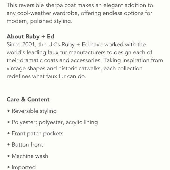 Anthropologie - Oxford Reversible Teddy Coat - Picture 5 of 6